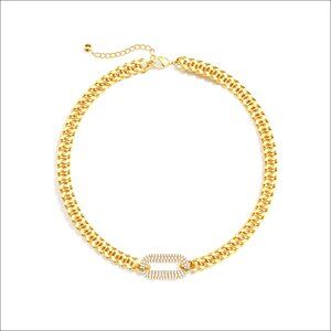 Chunky Herringbone Cuban Link Chain Choker Necklace Adjustable Hypoallergenic